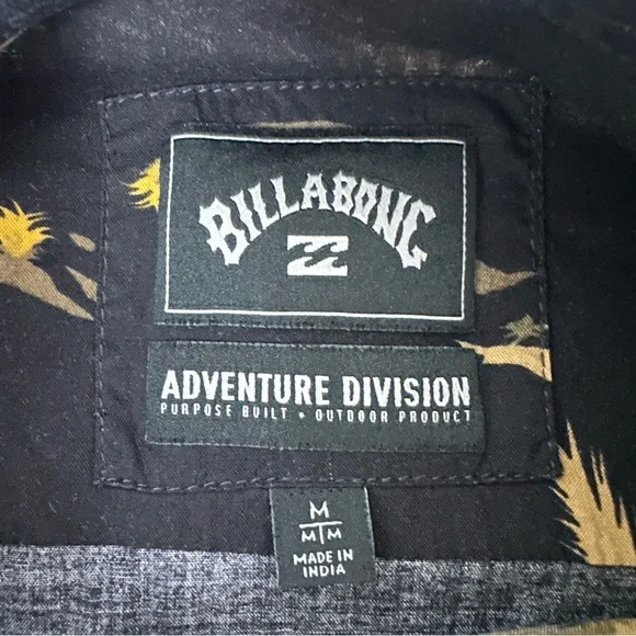 Billabong Mens Tropical Black Button Down Shirt - Picture 3 of 12